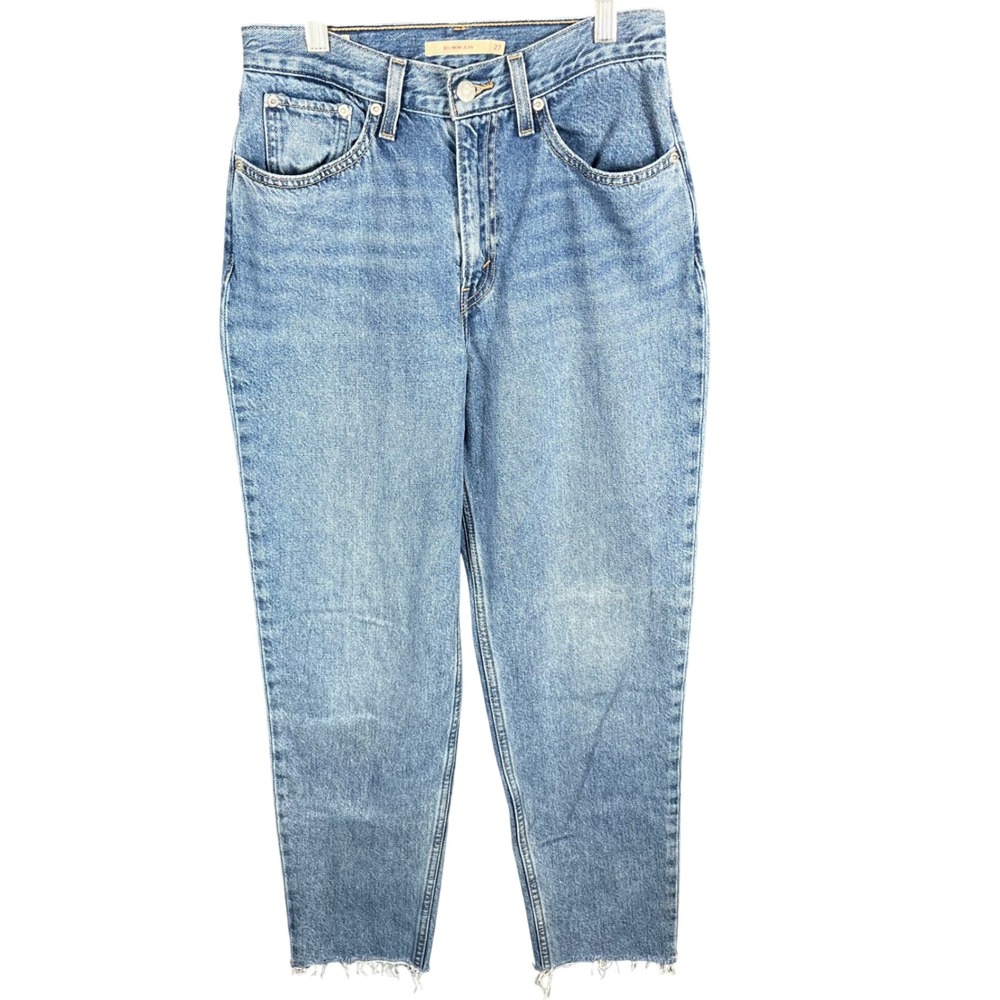 Levi's 80s Mom Jean Women 27 Blue Medium Wash High Rise Tapered Raw Hem